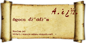 Agocs Ádám névjegykártya